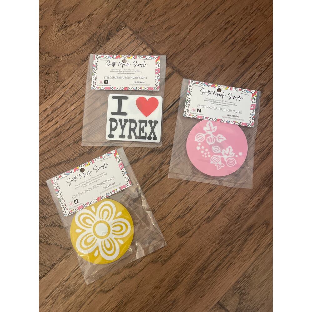 Lot of 3 Vintage Pyrex Inspired Fridge Magnet Stocking Stuffers